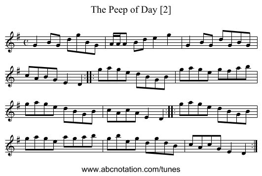 Peep of Day [2], The - staff notation