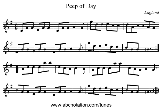 Peep of Day - staff notation