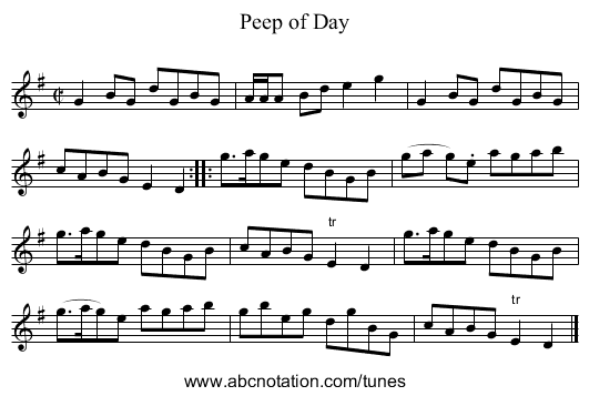 Peep of Day - staff notation
