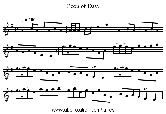 Peep of Day. - staff notation