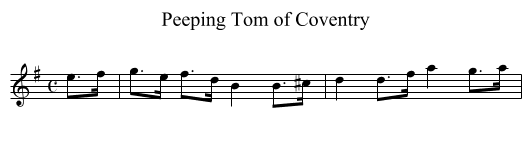 Peeping Tom of Coventry - staff notation