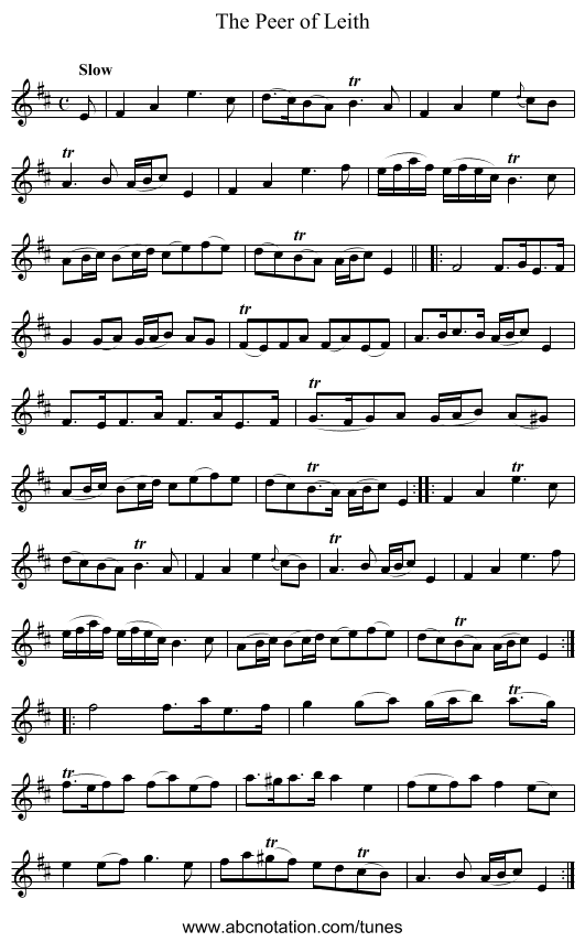 Peer of Leith, The - staff notation