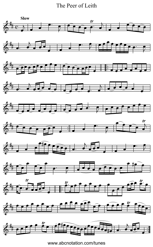 Peer of Leith, The - staff notation