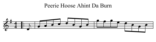 Peerie Hoose Ahint Da Burn - staff notation