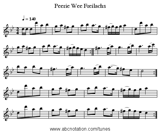 Peerie Wee Freilachs - staff notation