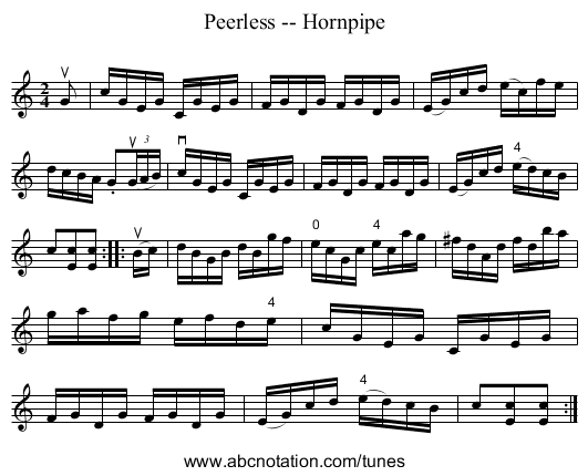 Peerless -- Hornpipe - staff notation