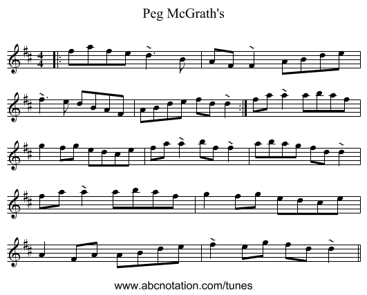 Peg McGrath's - staff notation