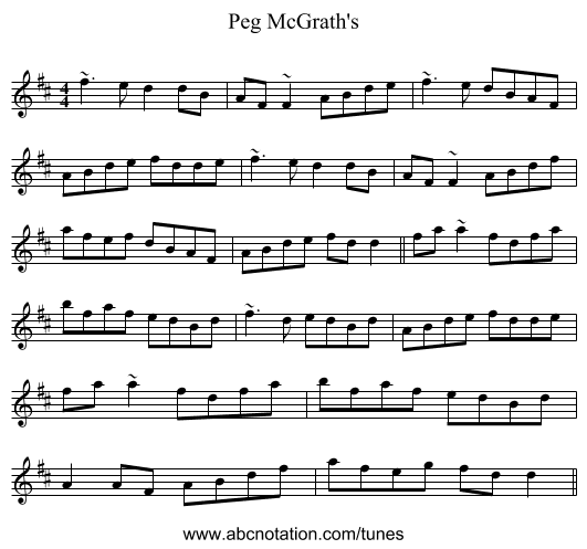 Peg McGrath's - staff notation