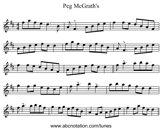 Peg McGrath's - staff notation