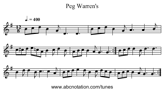 Peg Warren's - staff notation