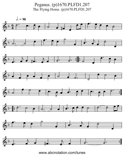 Pegasus. (p)1670.PLFD1.207 - staff notation