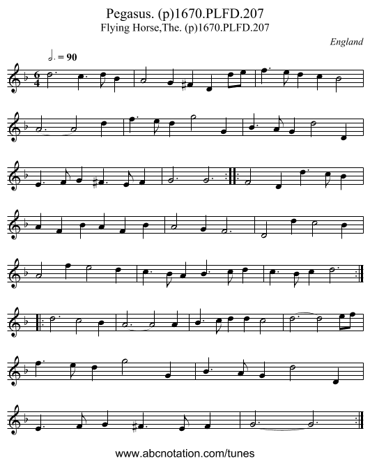 Pegasus. (p)1670.PLFD.207 - staff notation