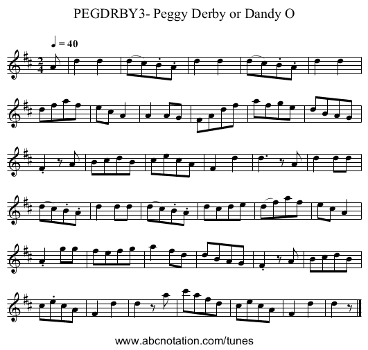 PEGDRBY3- Peggy Derby or Dandy O - staff notation