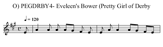 PEGDRBY4- Eveleen's Bower (Pretty Girl of Derby, O) - staff notation