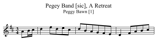Pegey Band [sic], A Retreat - staff notation
