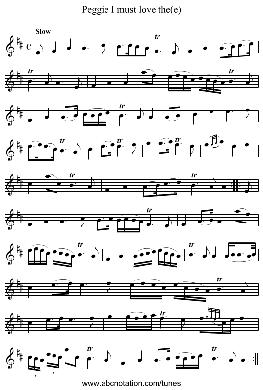 Peggie I must love the(e) - staff notation