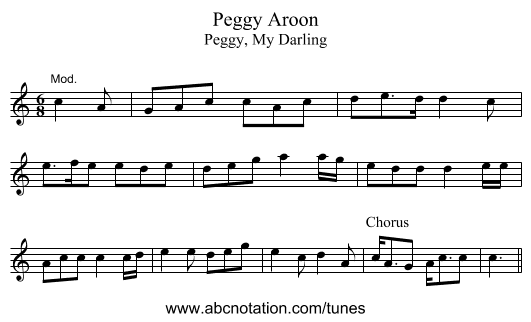 Peggy Aroon - staff notation