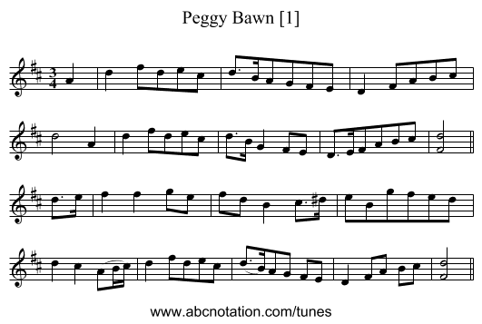 Peggy Bawn [1] - staff notation