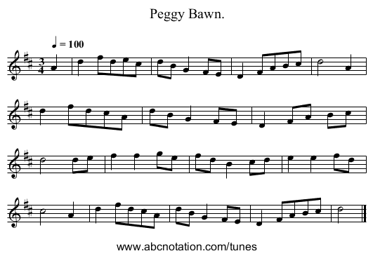 Peggy Bawn. - staff notation