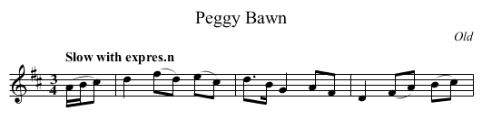 Peggy Bawn - staff notation