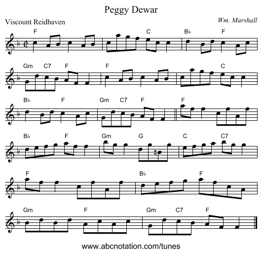 Peggy Dewar - staff notation
