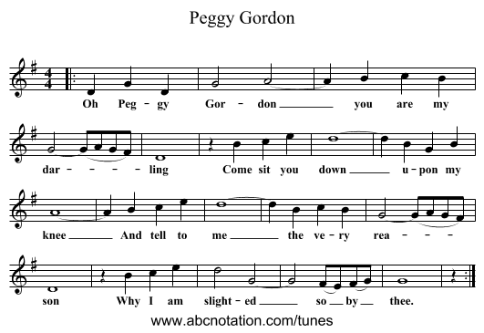Peggy Gordon - staff notation