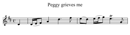 Peggy grieves me - staff notation