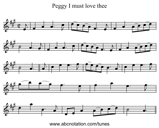 Peggy I must love thee - staff notation
