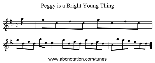 Peggy is a Bright Young Thing - staff notation