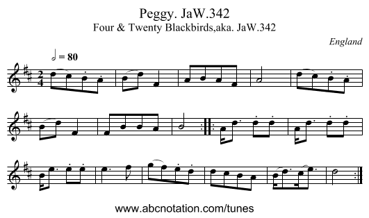 Peggy. JaW.342 - staff notation