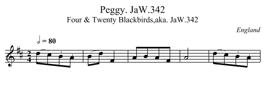 Peggy. JaW.342 - staff notation