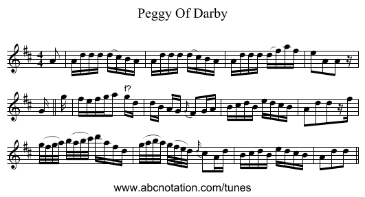 Peggy Of Darby - staff notation