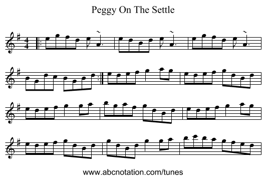 Peggy On The Settle - staff notation