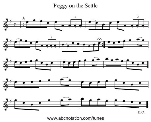 Peggy on the Settle - staff notation