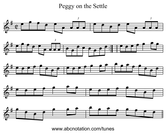 Peggy on the Settle - staff notation
