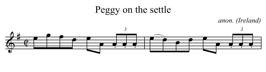 Peggy on the settle - staff notation