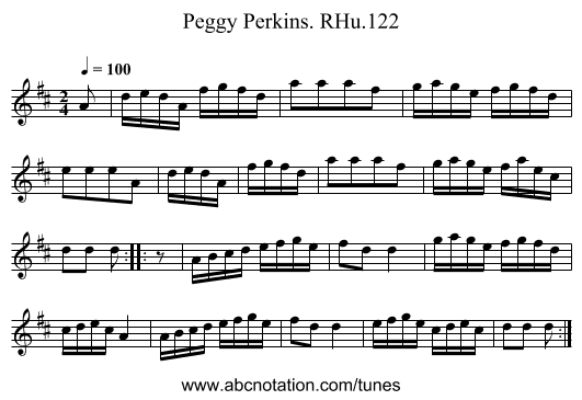 Peggy Perkins. RHu.122 - staff notation