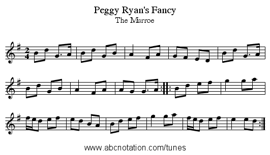 Peggy Ryan's Fancy - staff notation