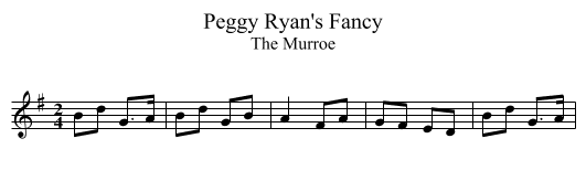 Peggy Ryan's Fancy - staff notation