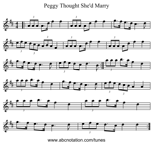 Peggy Thought She'd Marry - staff notation