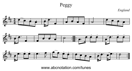 Peggy - staff notation