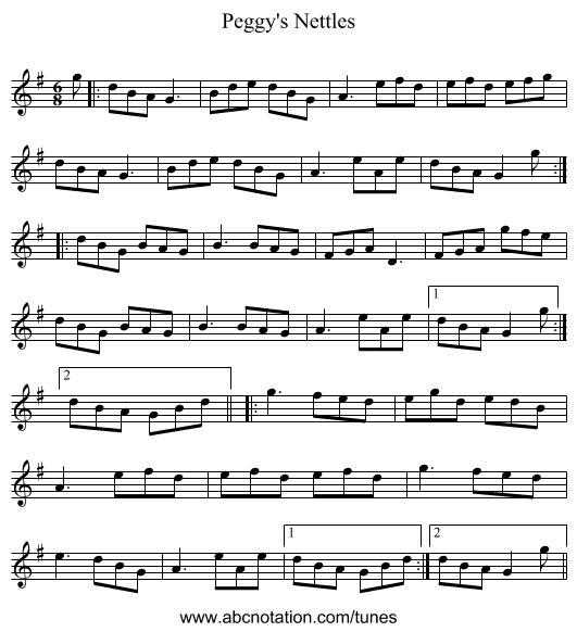 Peggy's Nettles - staff notation