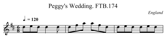 Peggy's Wedding. FTB.174 - staff notation