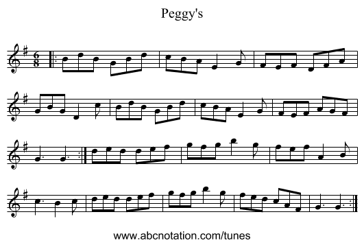 Peggy's - staff notation