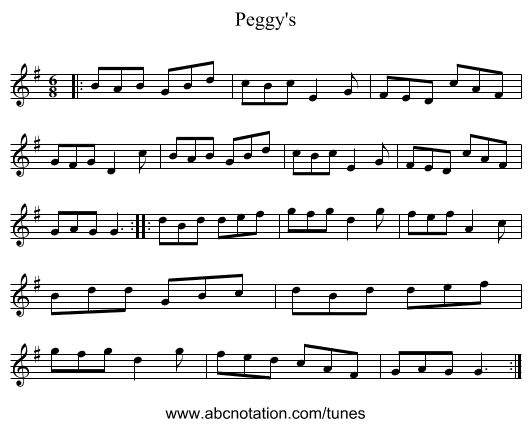 Peggy's - staff notation