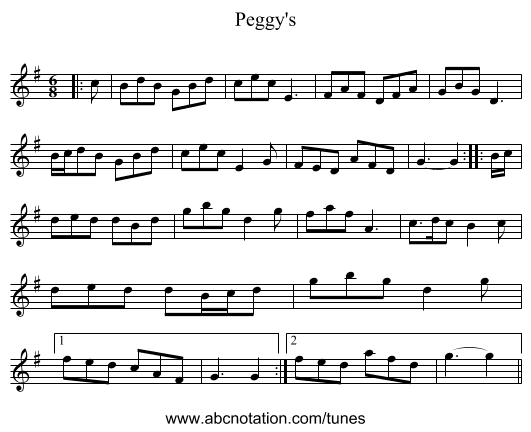 Peggy's - staff notation