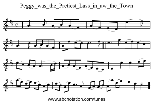Peggy_was_the_Pretiest_Lass_in_aw_the_Town - staff notation