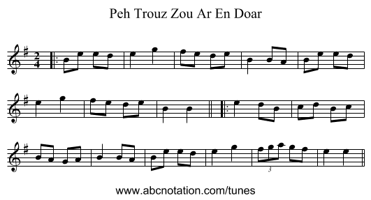 Peh Trouz Zou Ar En Doar - staff notation
