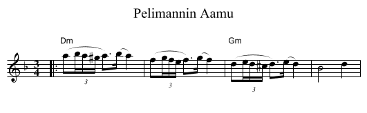 Pelimannin Aamu - staff notation