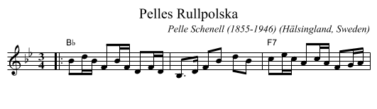 Pelles Rullpolska - staff notation